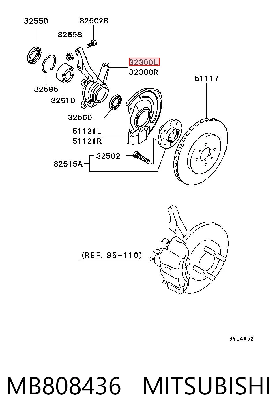 Mangueta delantera izquierda MB808436 MITSUBISHI