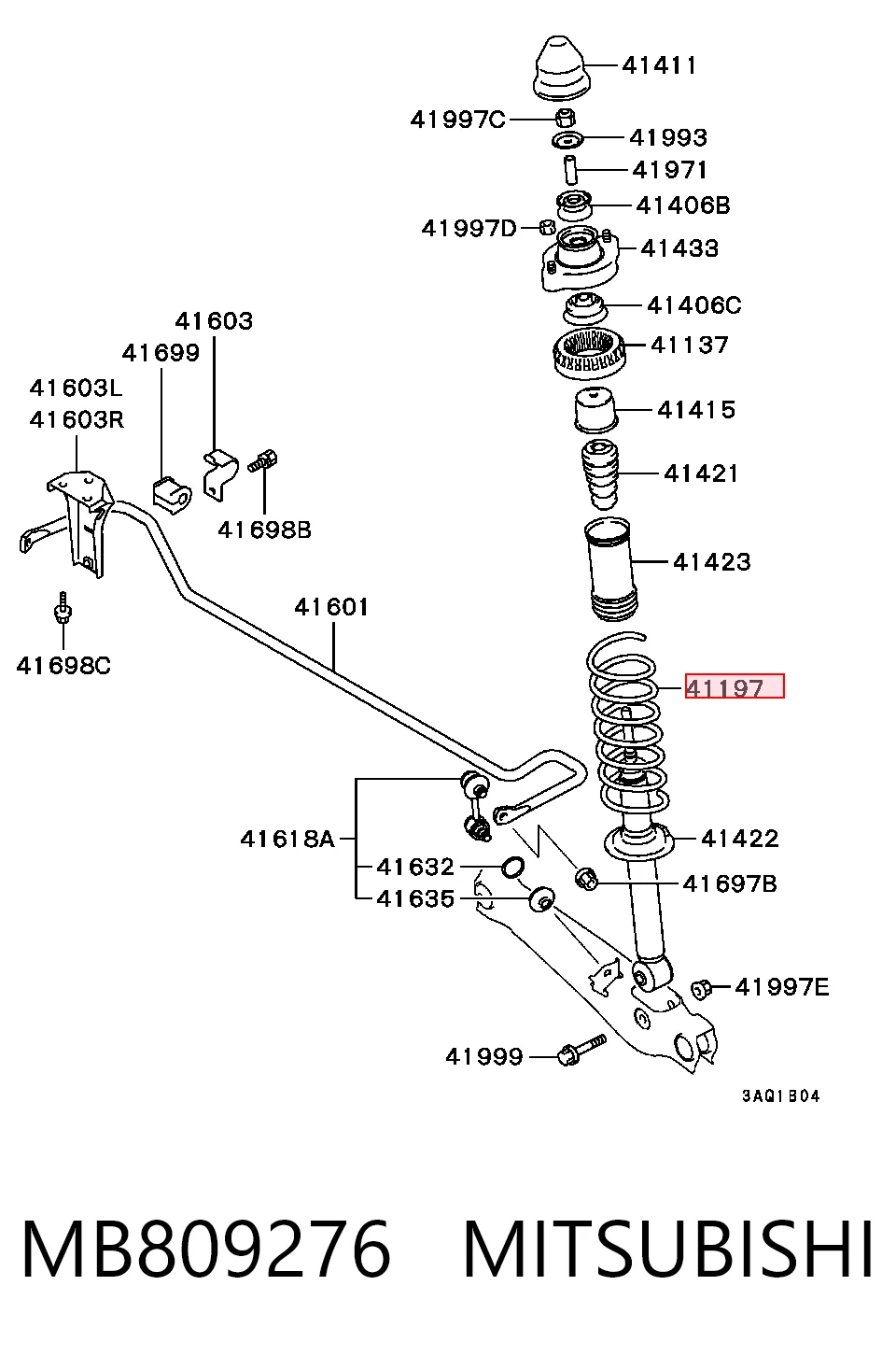 Comprar Muelle de eje trasero Lancer VI CJ, CP