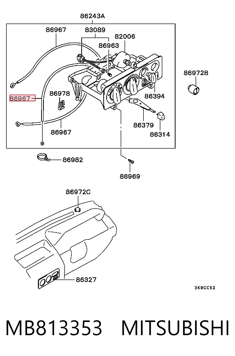 Cable de control de temperatura del calefactor MB813353 MITSUBISHI