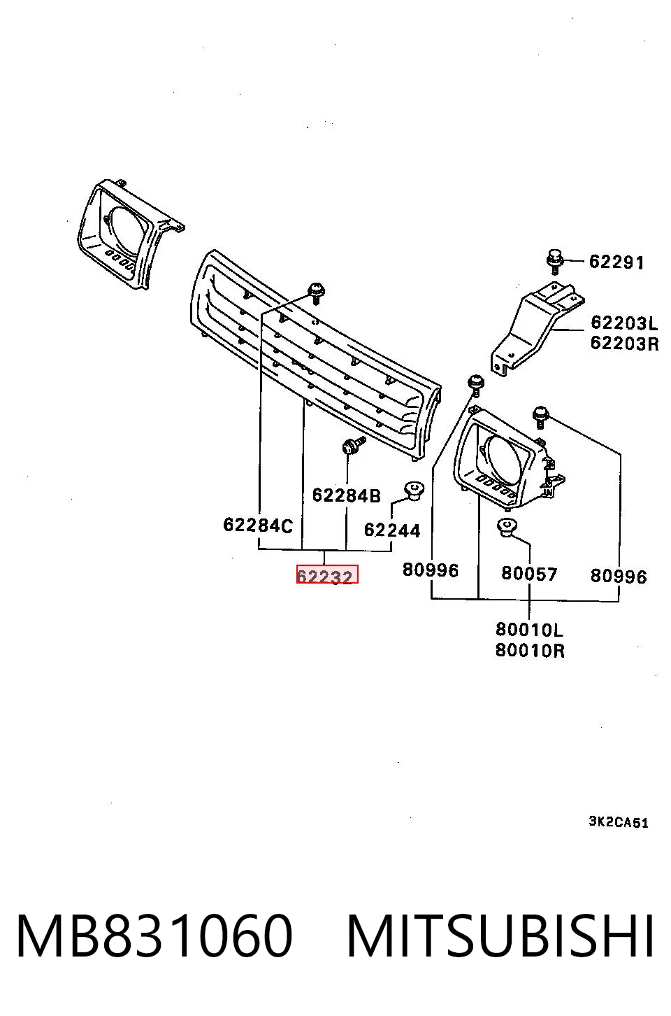 Rejilla de radiador MB831060 MITSUBISHI