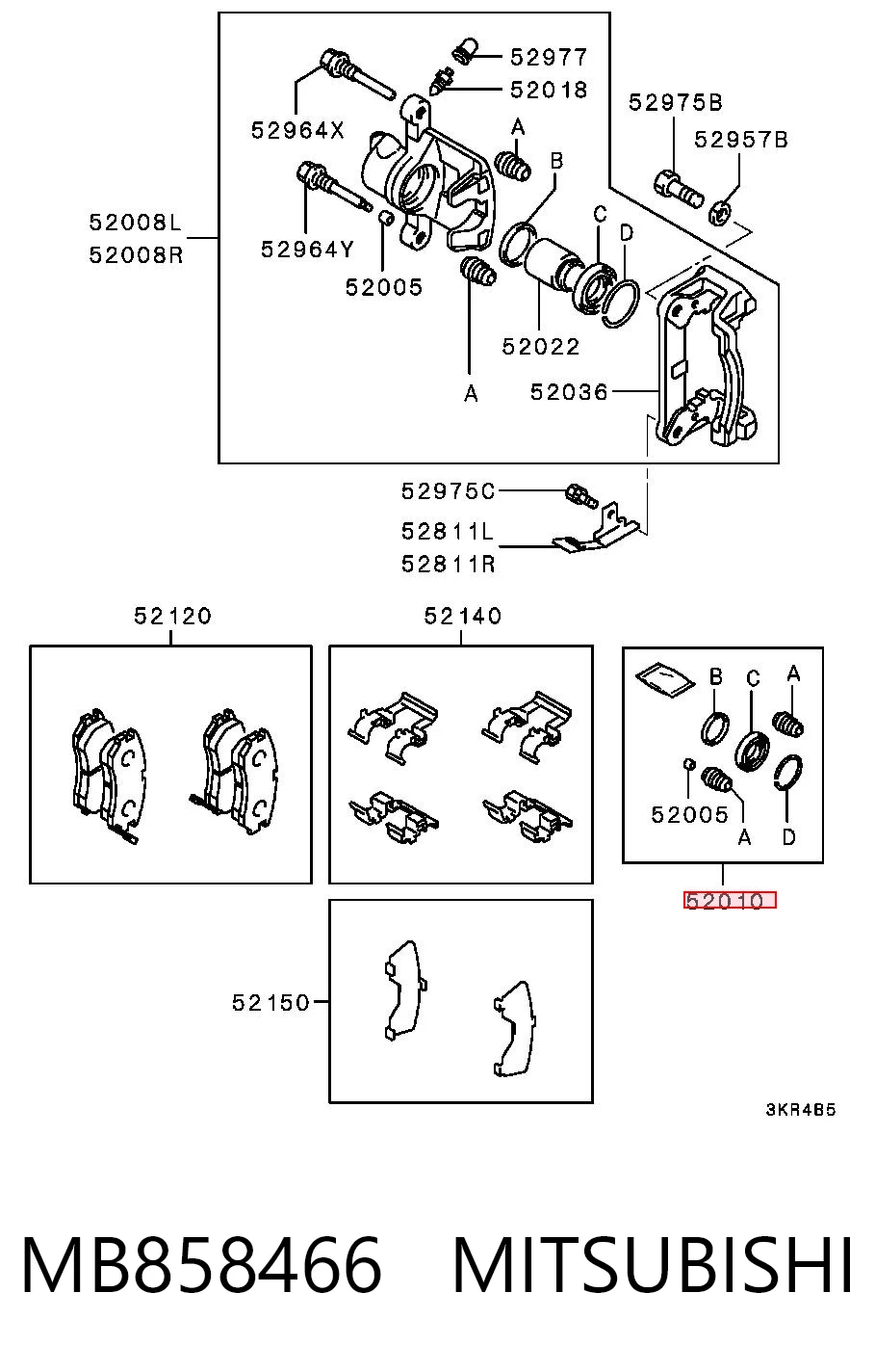 Kit de reparación de pinzas trasero para Mitsubishi Pajero II (V2W, V4W)