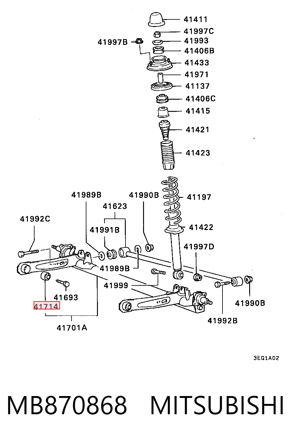 Silentblock trasero para Mitsubishi Lancer C6A, C7A