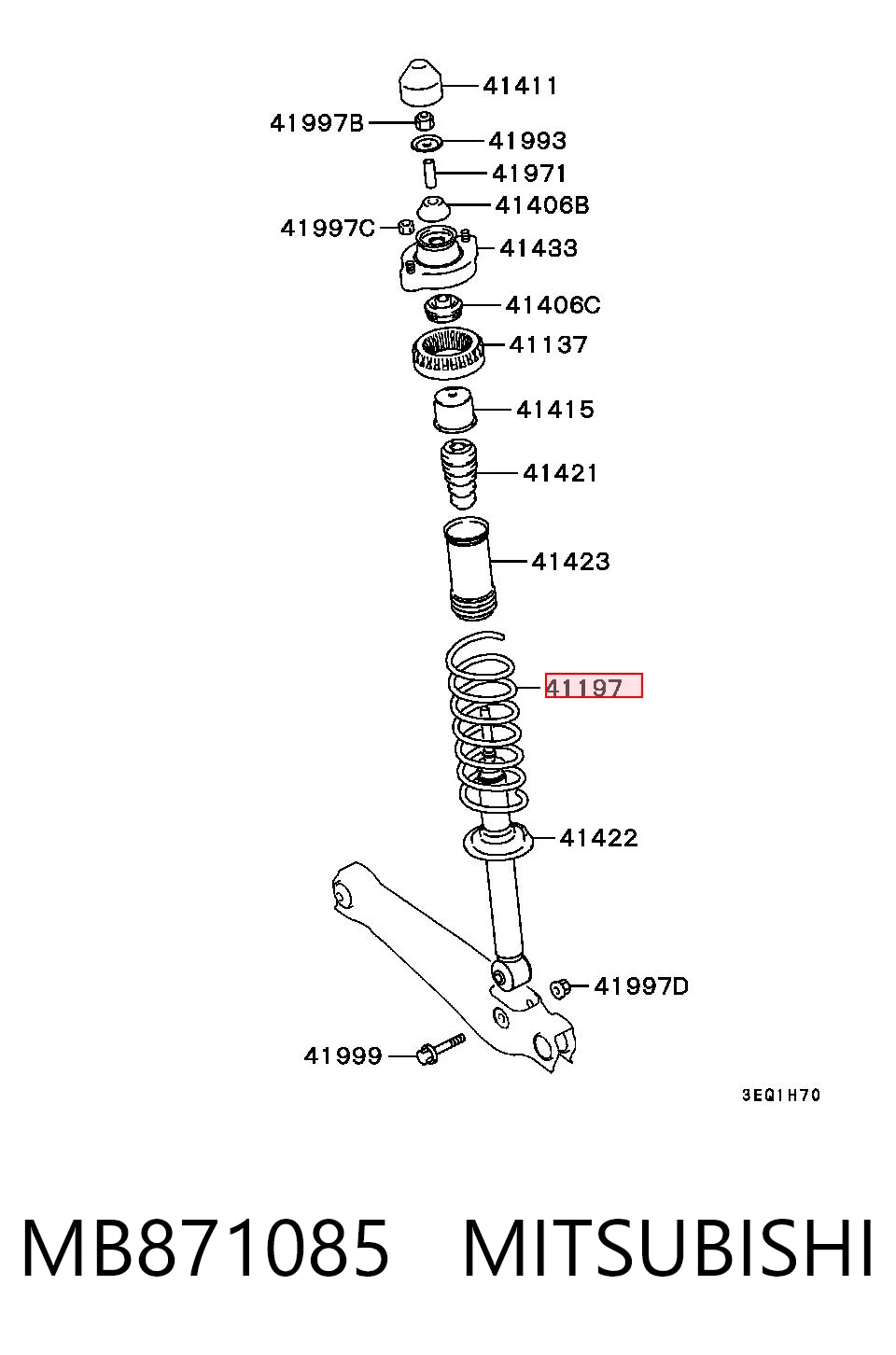 Comprar Muelle de eje trasero Lancer V CB, CD, CE