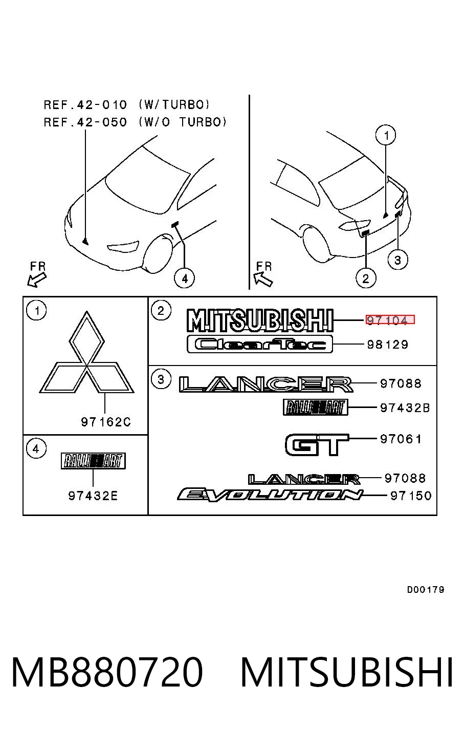 Logo Mitsubishi Lancer X sedán (CY_A, CZ_A) (2007 - 2026) precio, desde 96,10 EUR