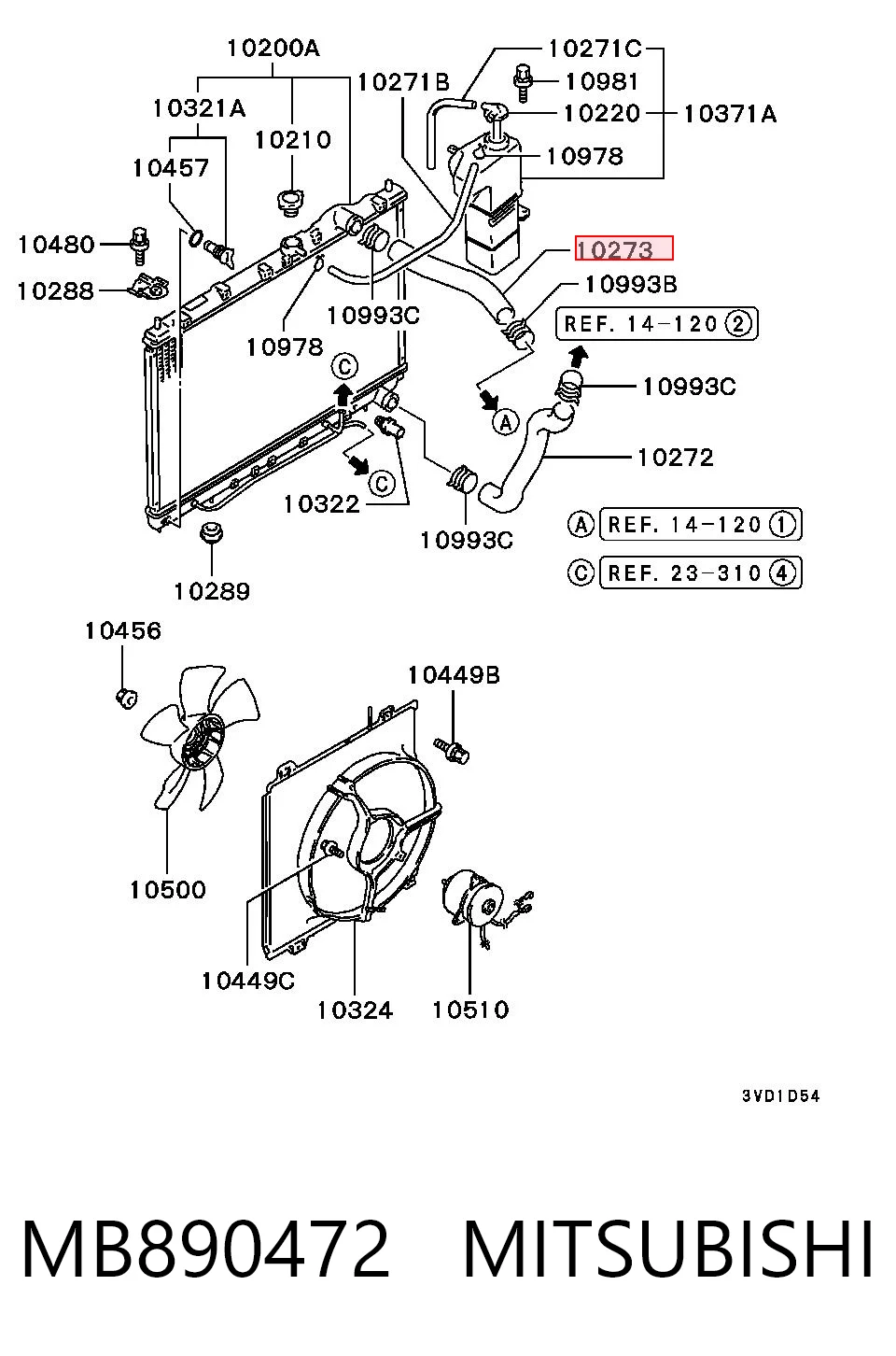 MB660601 Proton Manguera superior del radiador