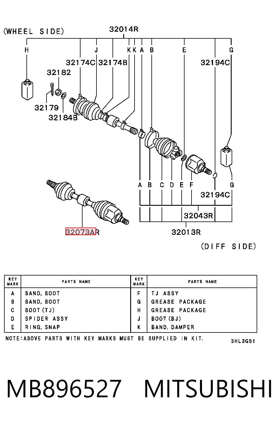 Junta homocinética exterior delantera Mitsubishi Lancer V sedán (CB, CD, CE) (1991 - 1996) precio, desde 44,33 EUR