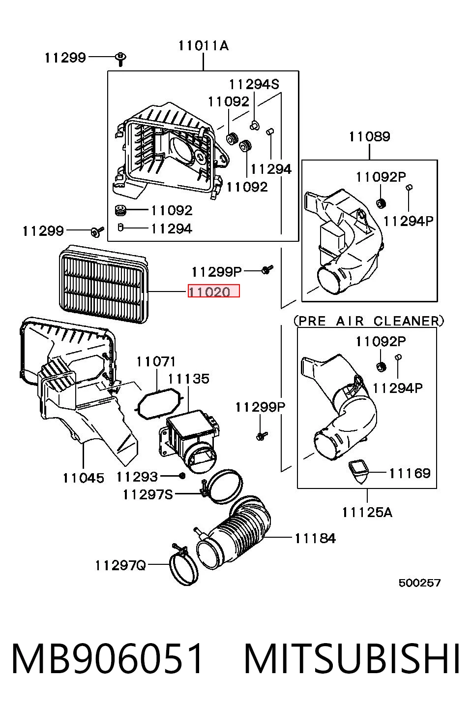 MB906051 Mitsubishi Filtro de aire de motor