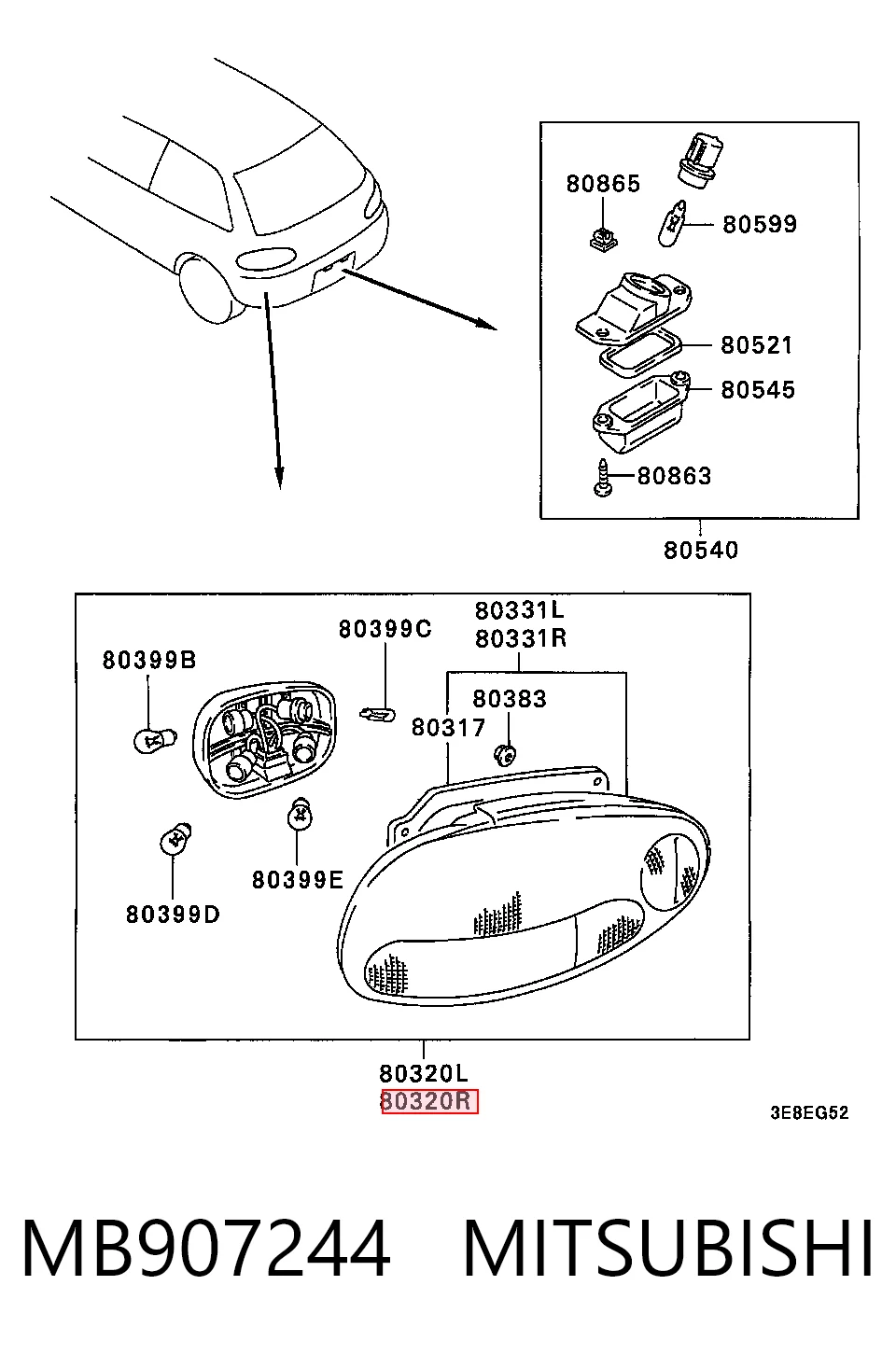 Piloto trasero izquierdo para Mitsubishi Colt IV CAA