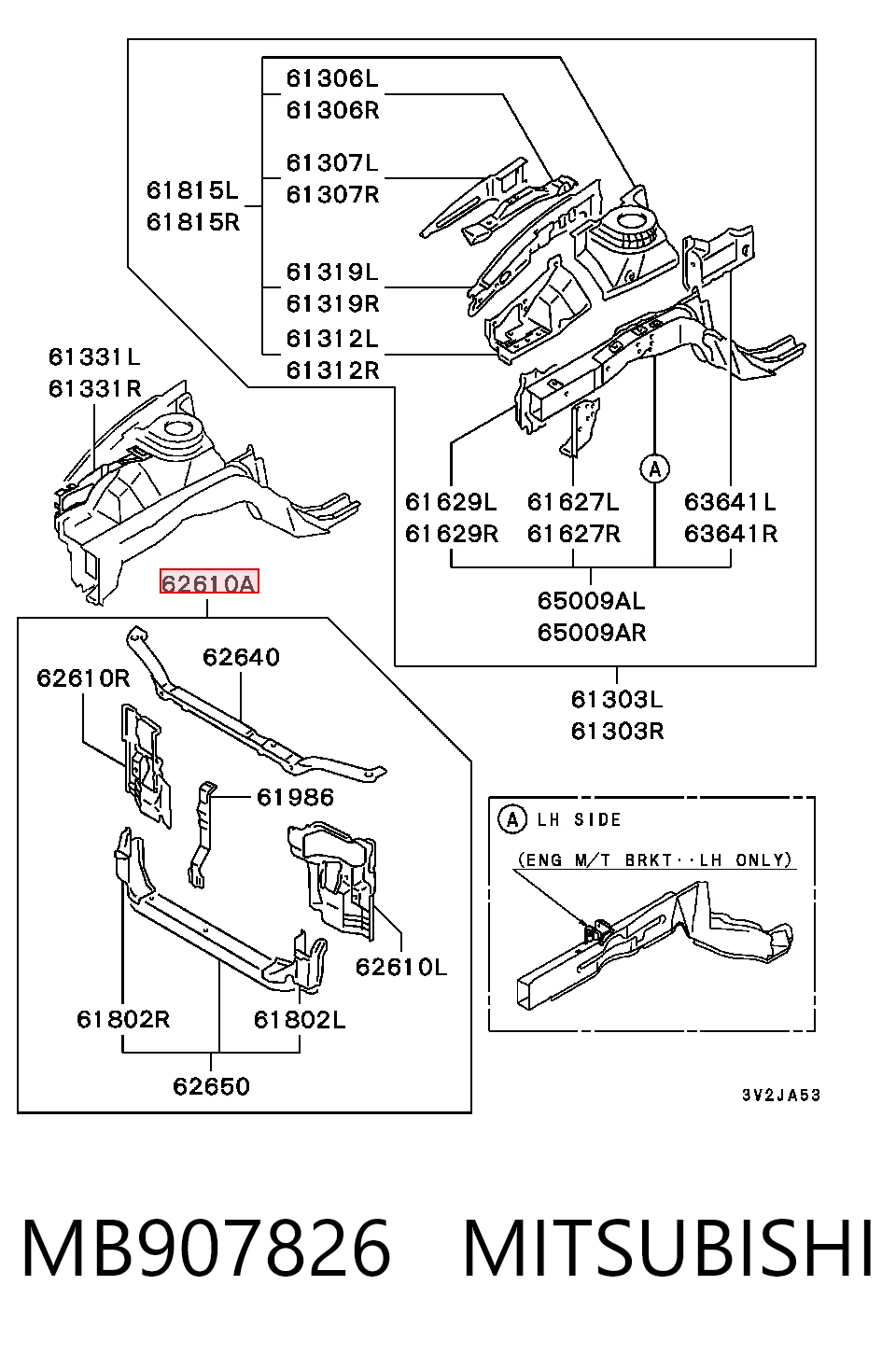 Soporte de radiador para Mitsubishi Lancer CB, CD, CE