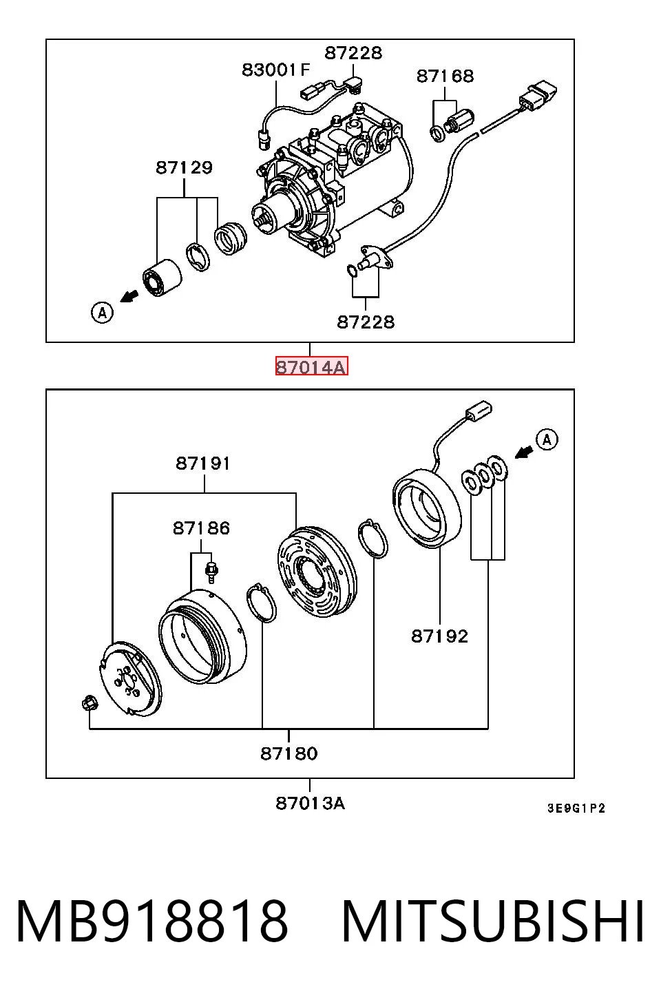 Compresor de aire acondicionado MB918818 MITSUBISHI