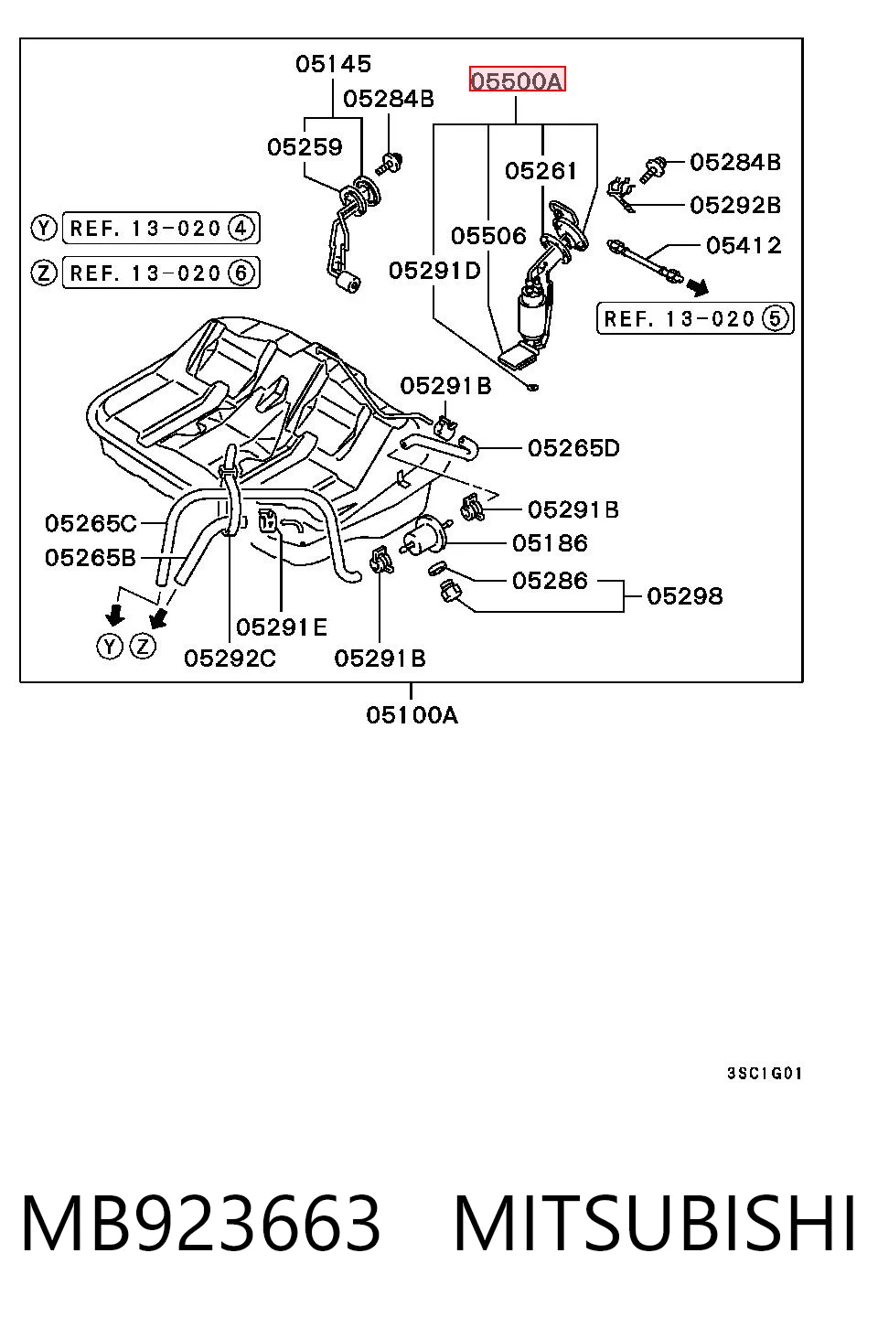 Elemento de turbina de la bomba de combustible MB923663 MITSUBISHI