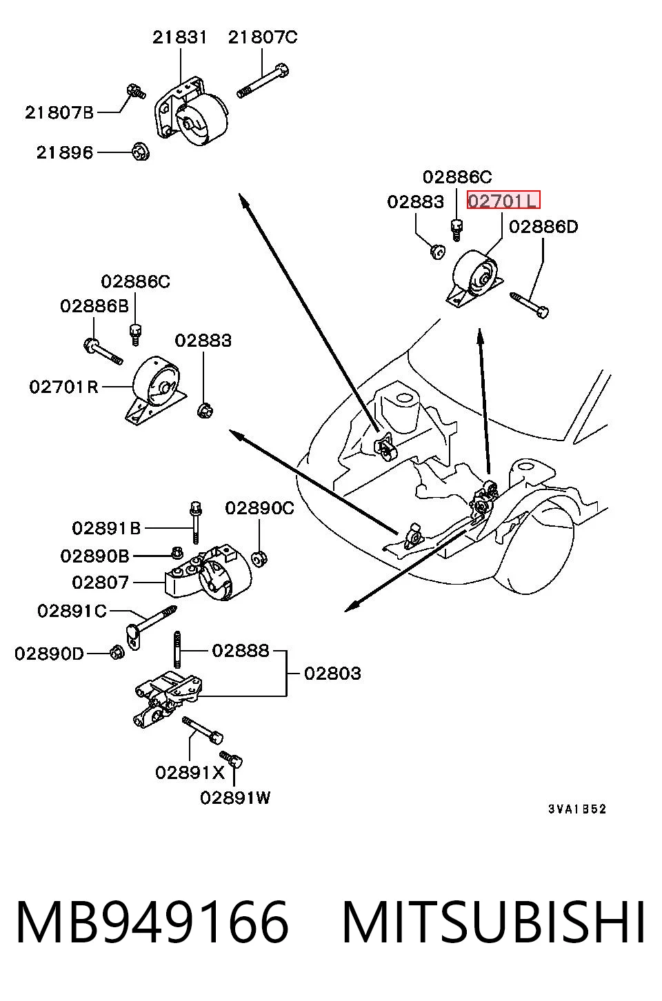 Comprar Soporte trasero del motor Mitsubishi Lancer V CB, CD, CE a bajo precio