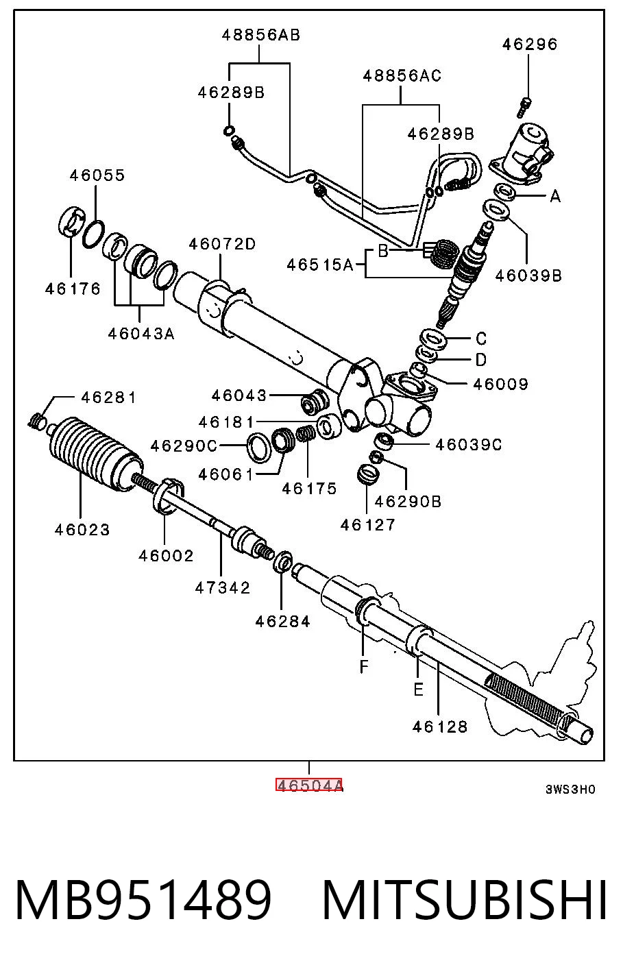 Cremallera de dirección MITSUBISHI MB951489