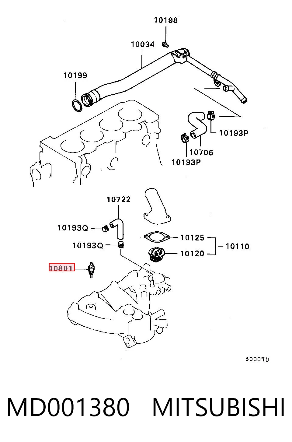 MD001380 Mitsubishi Sensor temperatura refrigerante