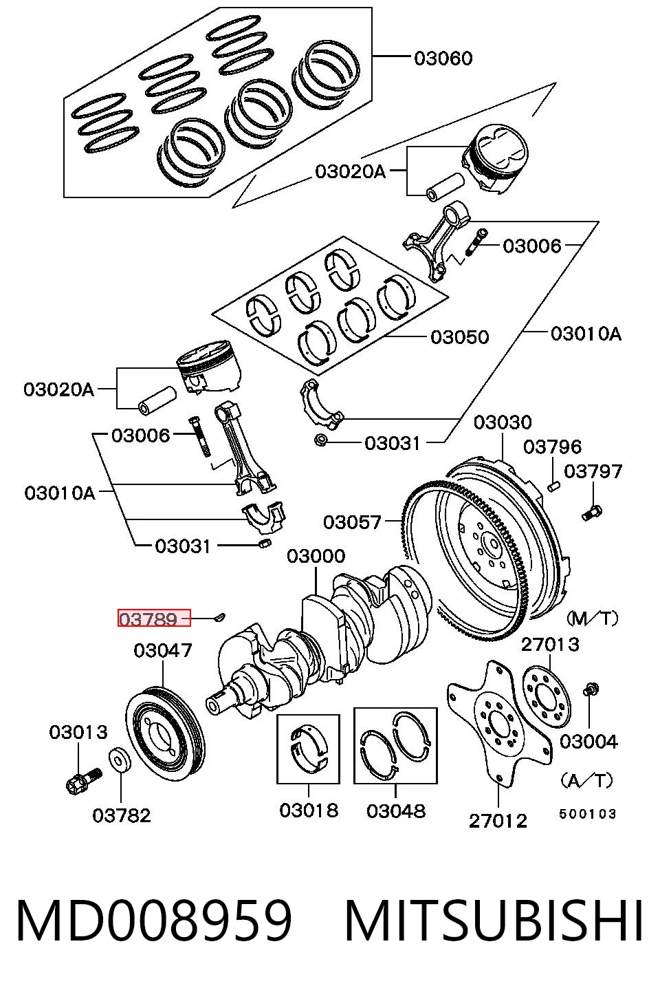 MD008959 Mitsubishi Chaveta de cigüeñal