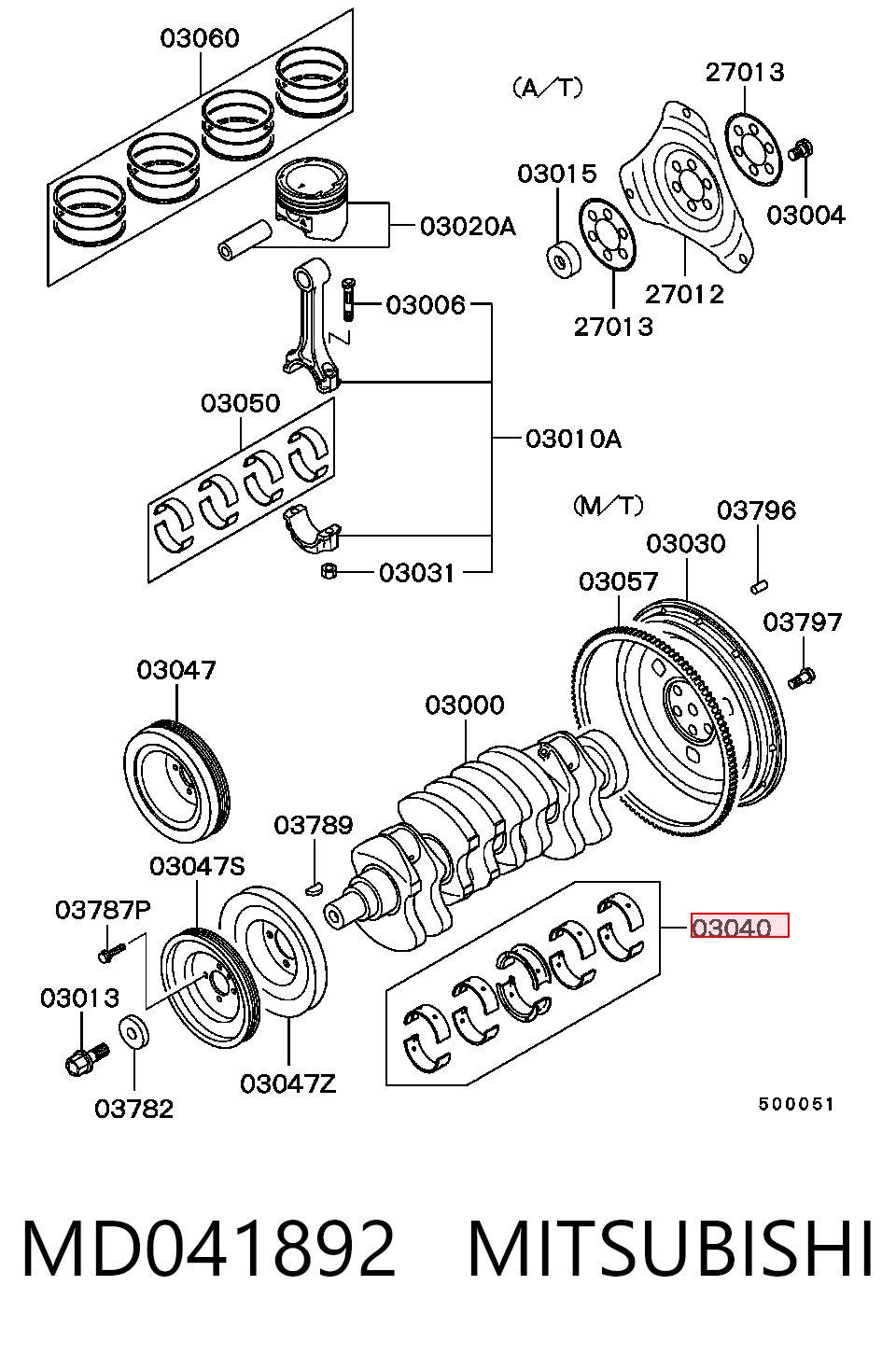 Comprar MD091399 Hyundai/Kia Juego de cojinetes de cigüeñal, estándar, STD