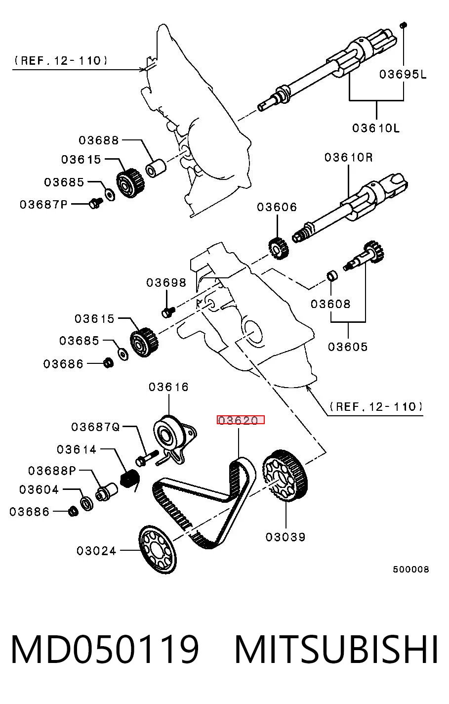 Correa del eje de equilibrado MD050119 MITSUBISHI