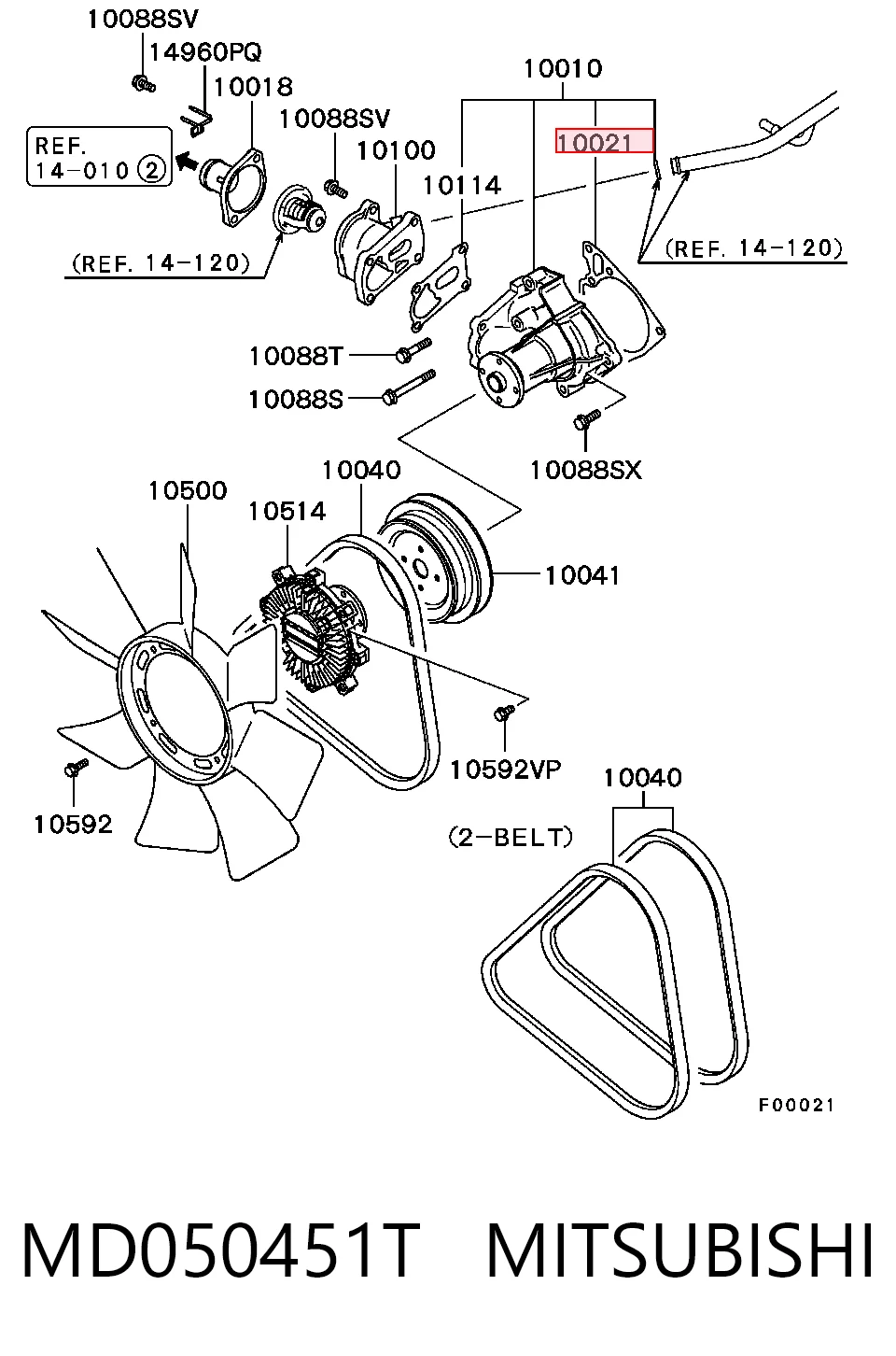 Junta de bomba de agua para Mitsubishi Pajero V2W, V4W