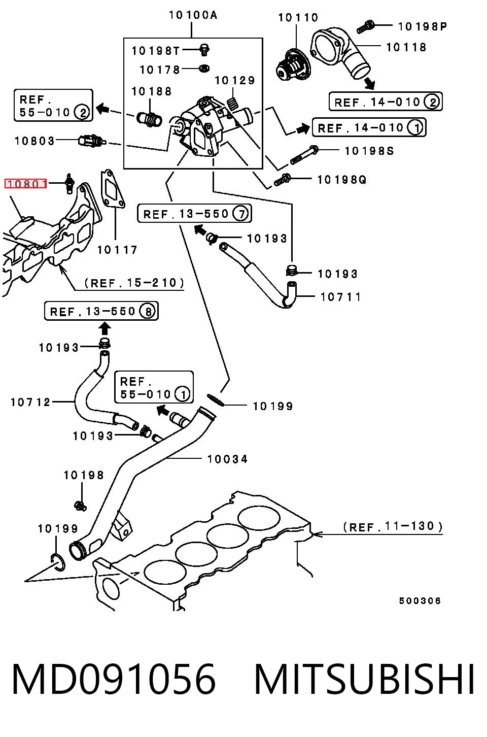 MD091056 Mitsubishi Sensor temperatura refrigerante