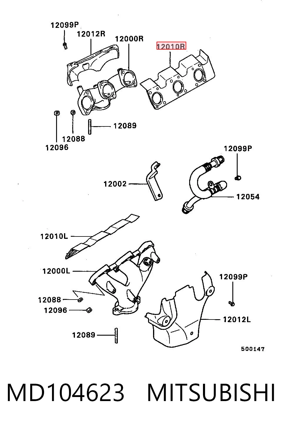 Junta colector escape para Mitsubishi Pajero L04G, L14G
