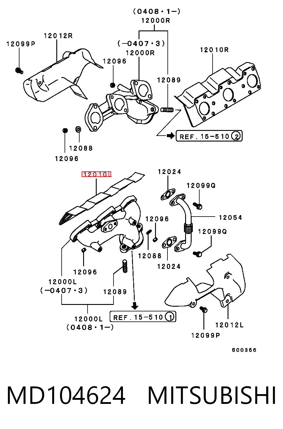 Junta colector joint para Mitsubishi Pajero I L04G, L14G