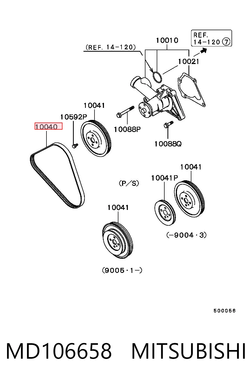 Correa de accesorios MD106658 MITSUBISHI
