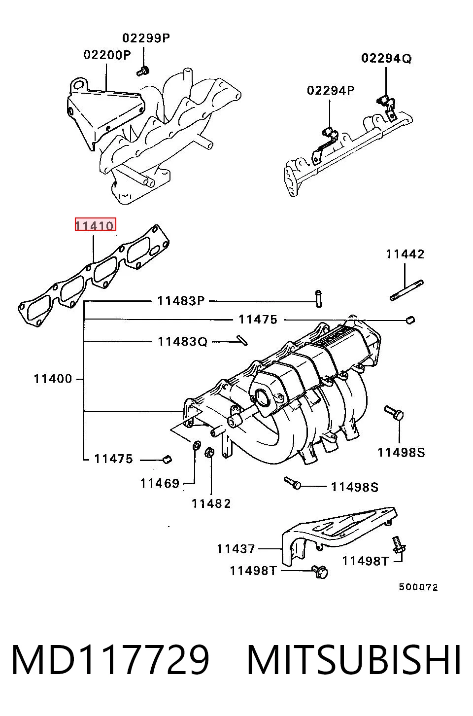 Juego de juntas, colector de admisión para Mitsubishi Colt III C5A