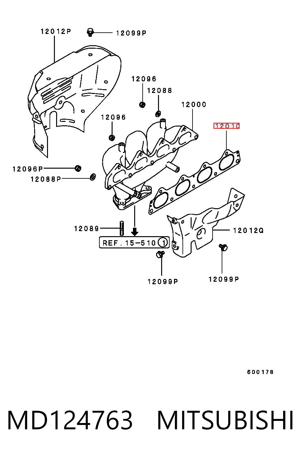 Junta de colector de escape Mitsubishi Colt III (C5A)
