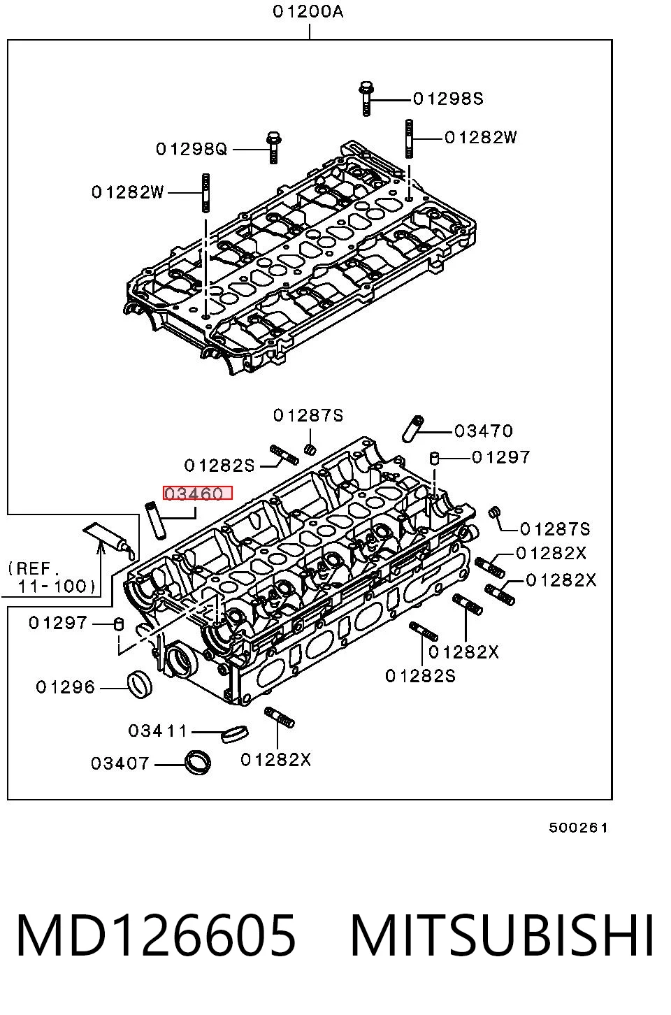 Guía de válvula de admisión MD126605 MITSUBISHI