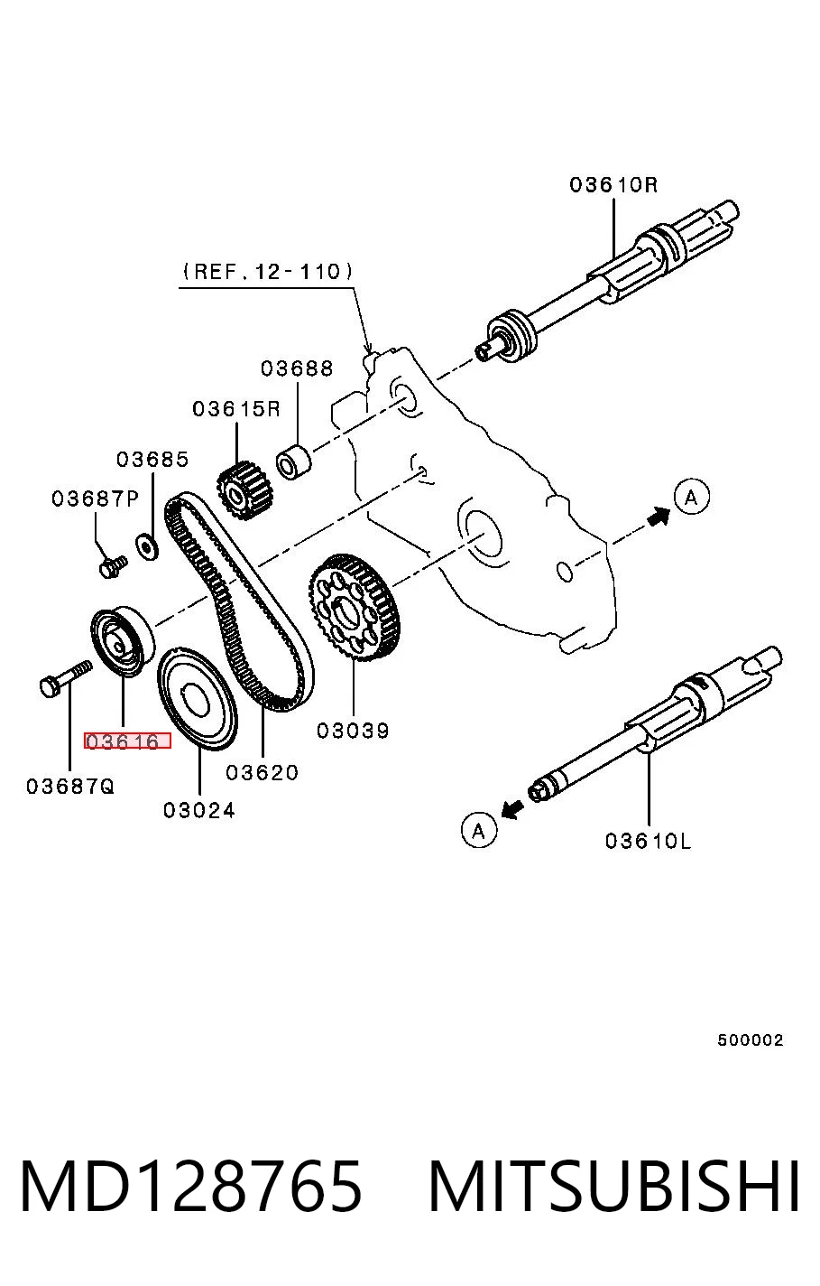 Polea tensora de la correa de equilibrado MD128765 MITSUBISHI