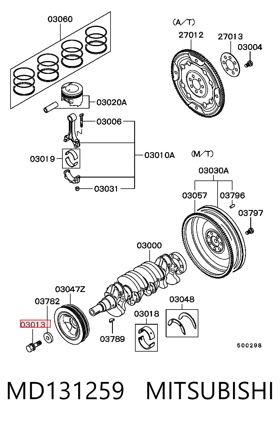Comprar K06509029AA Fiat/Alfa/Lancia Perno de la polea del cigüeñal
