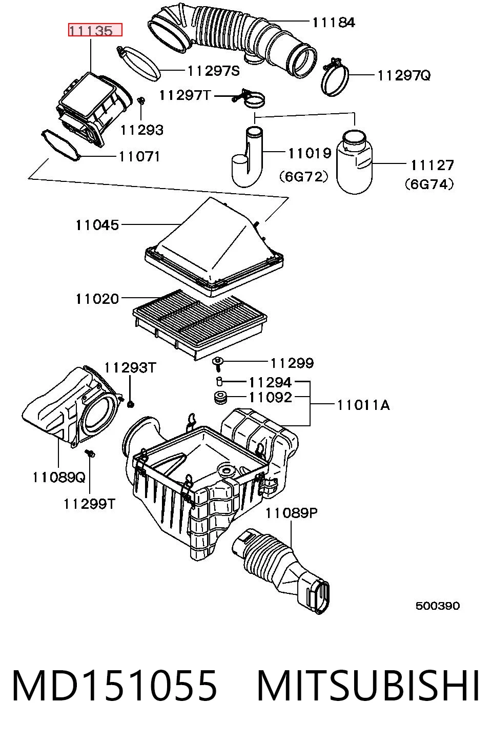 MD151055 Mitsubishi Sensor de flujo de aire