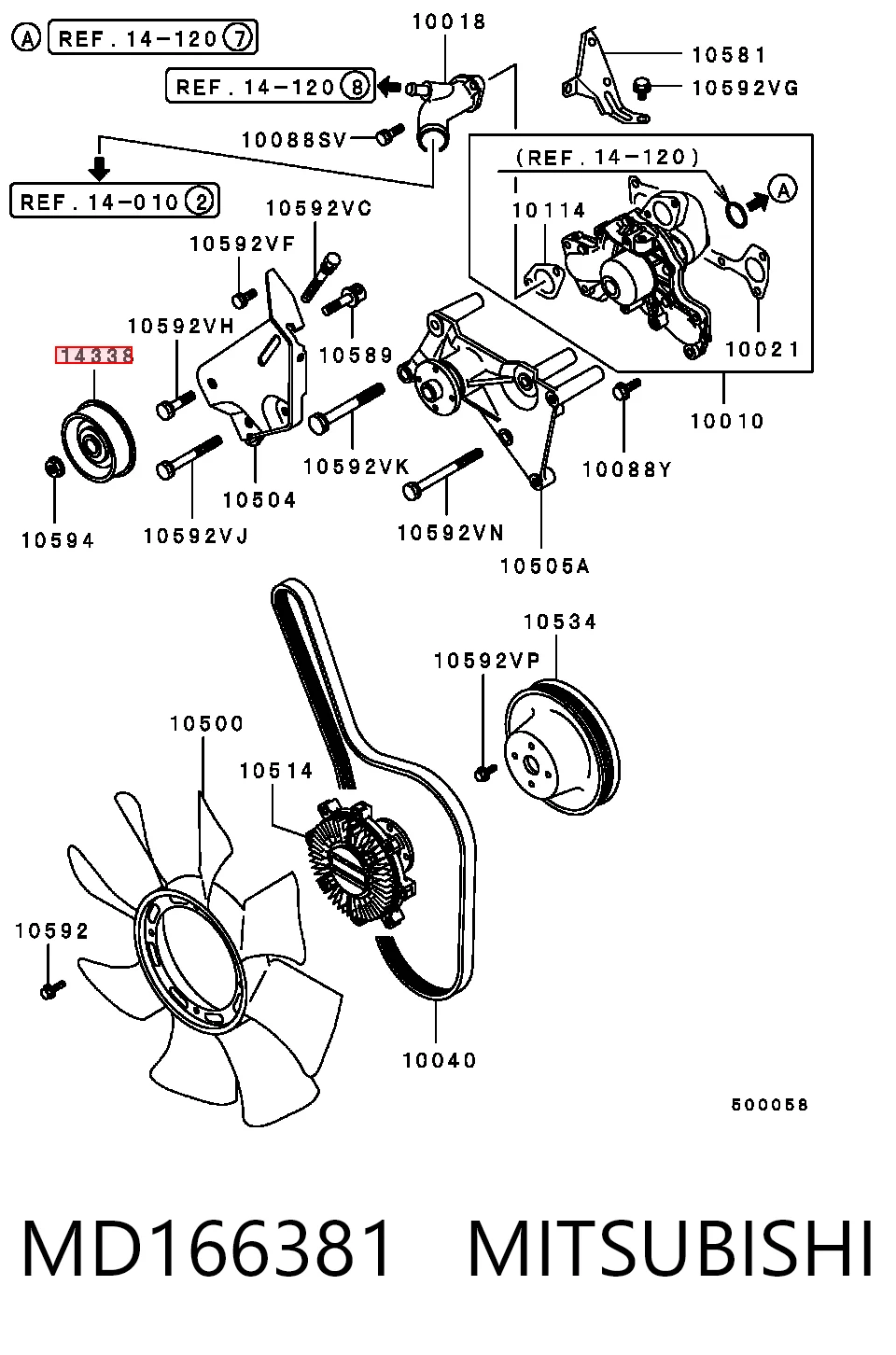 Rodillo de la polea Mitsubishi Pajero I (L04G, L14G)