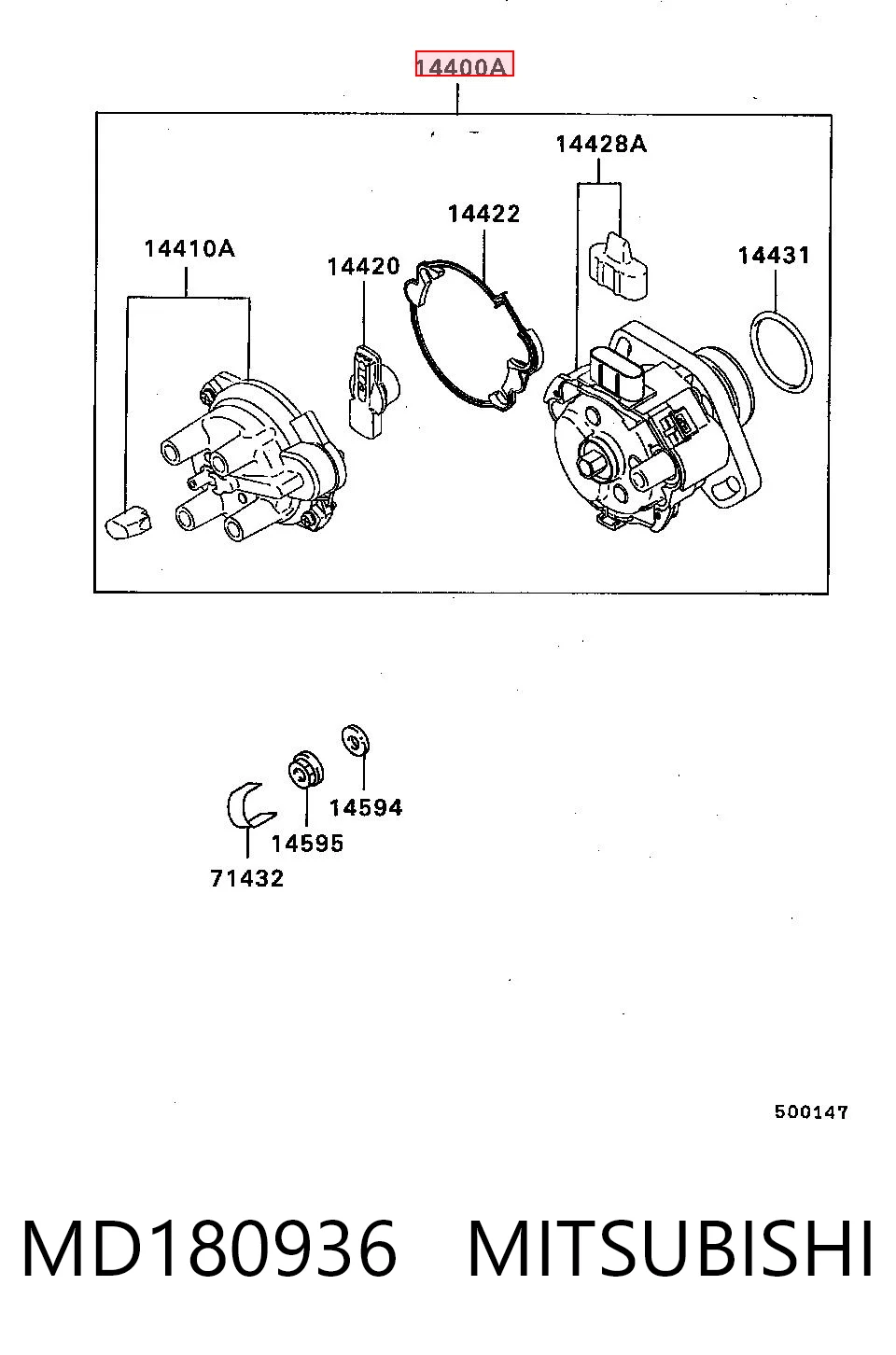 MD180936 Mitsubishi Distribuidor de encendido
