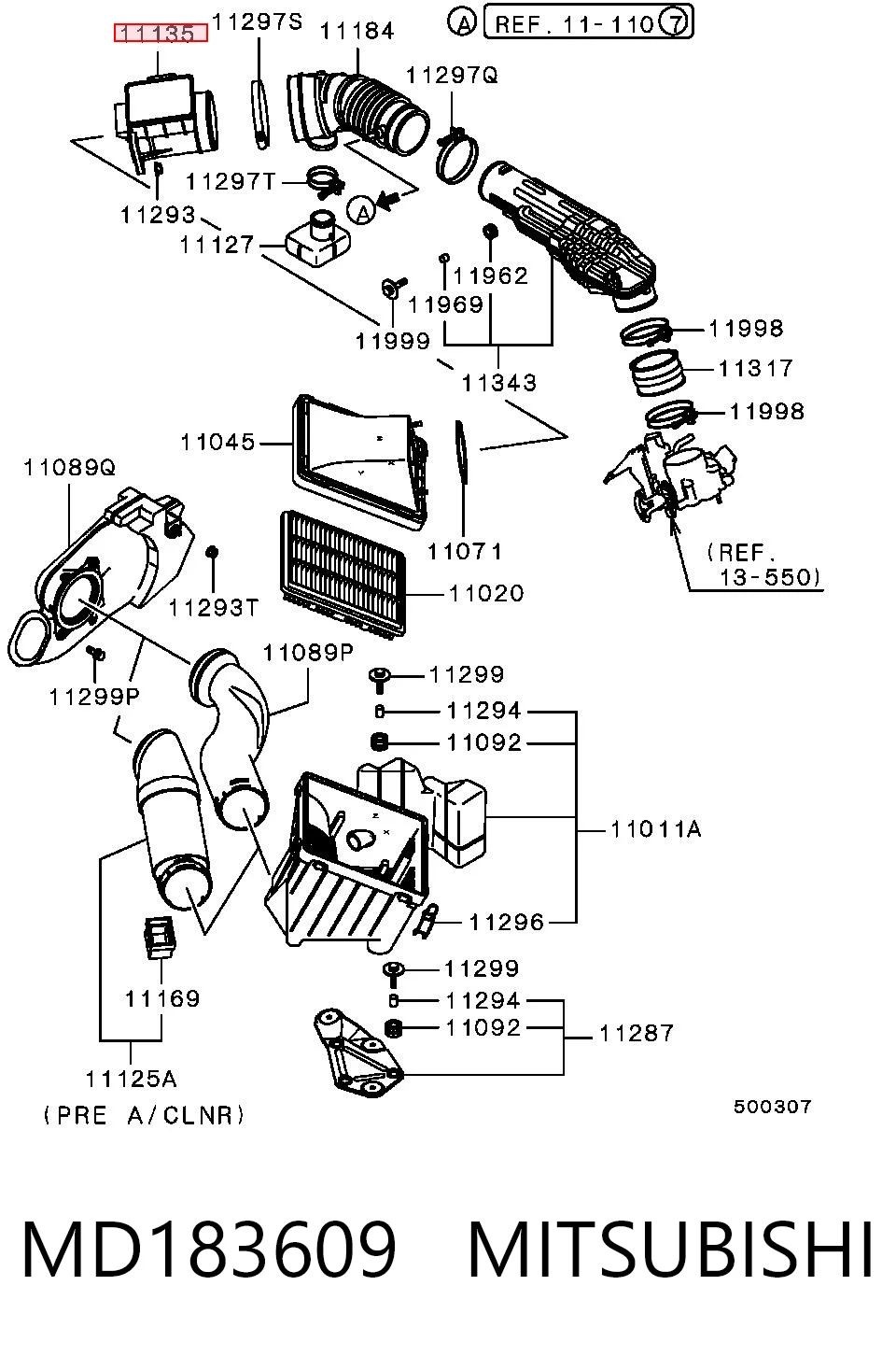 MD183609 Mitsubishi Sensor de flujo de aire