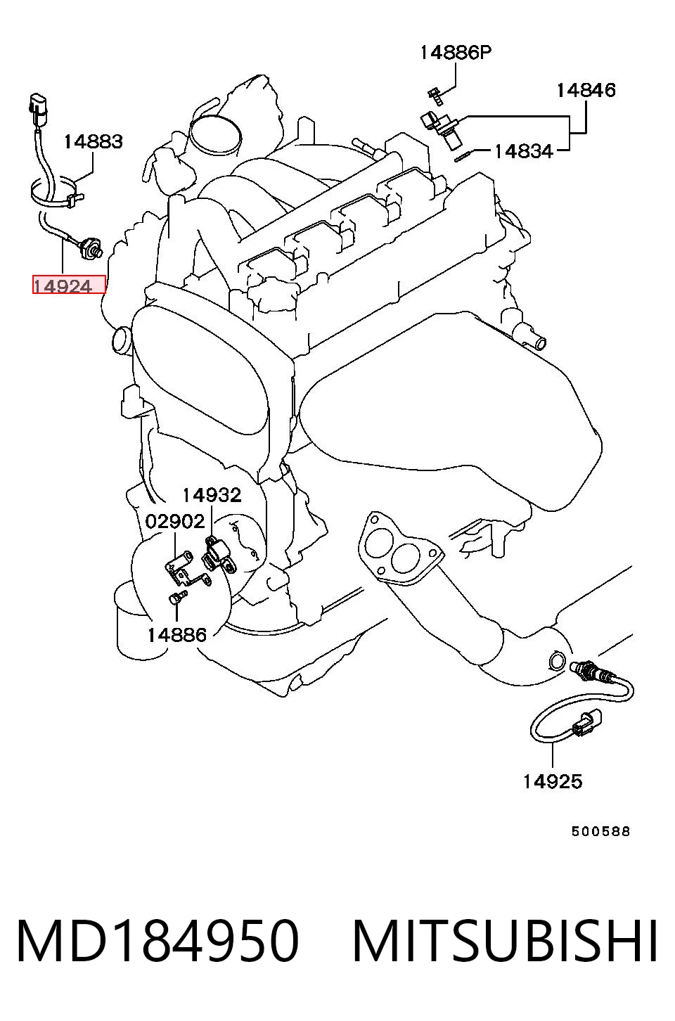 Sensor de detonación MD184950 MITSUBISHI