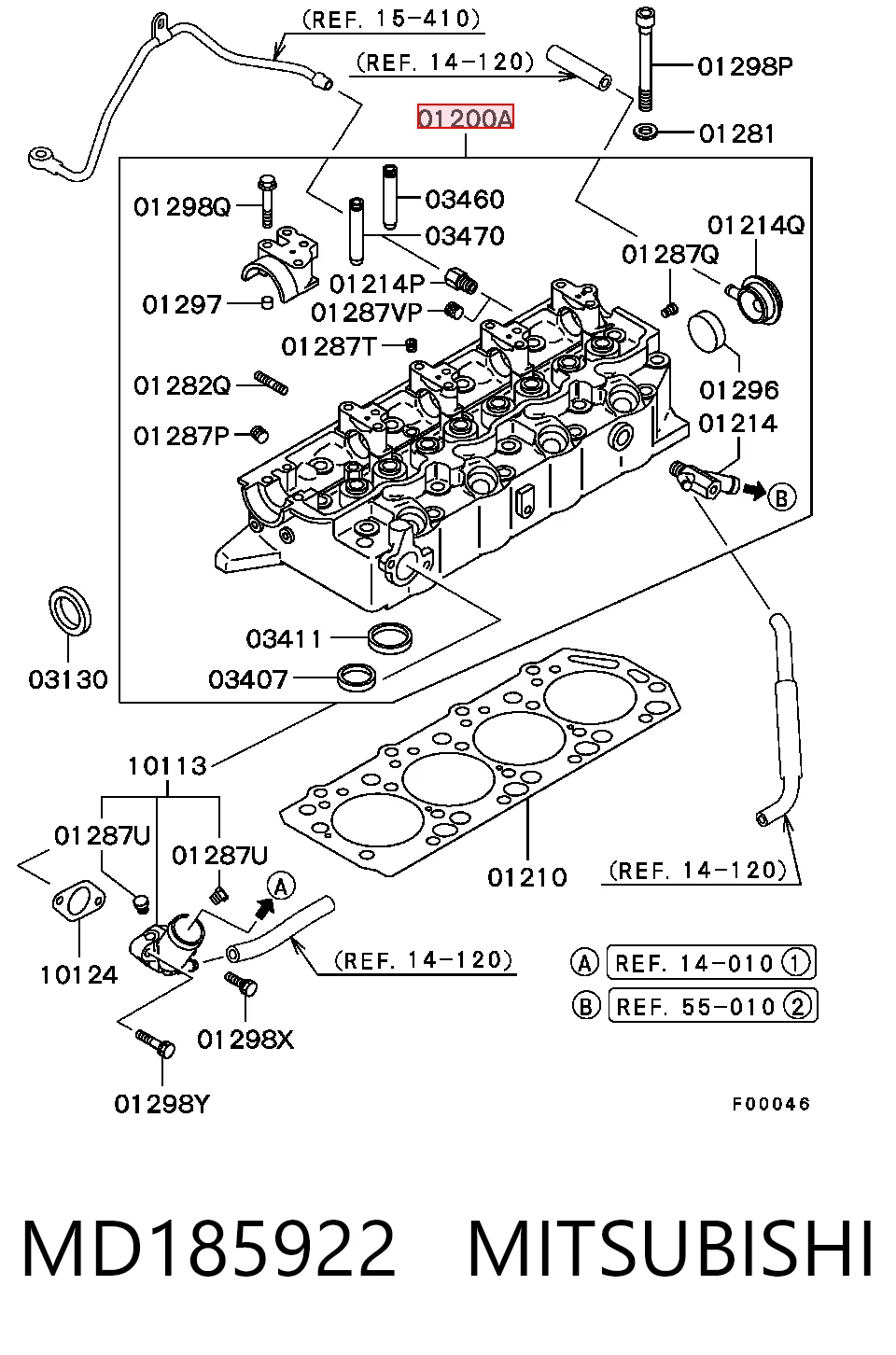 MD185922 Mitsubishi Cabeza del motor
