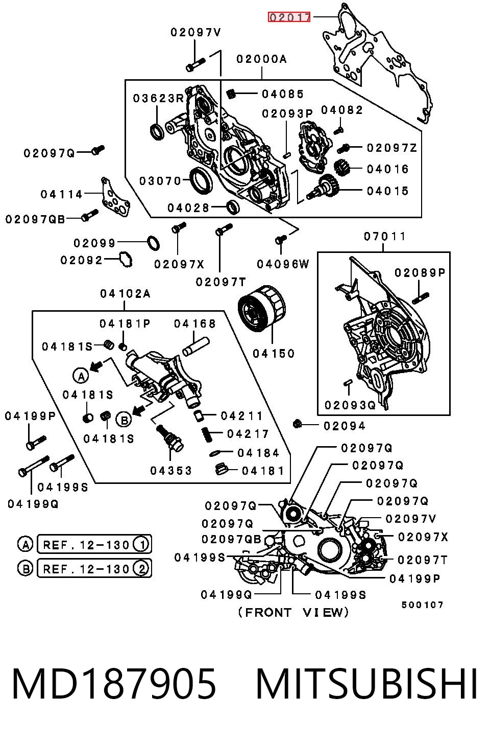 Junta de tapa frontal del motor MD187905 MITSUBISHI