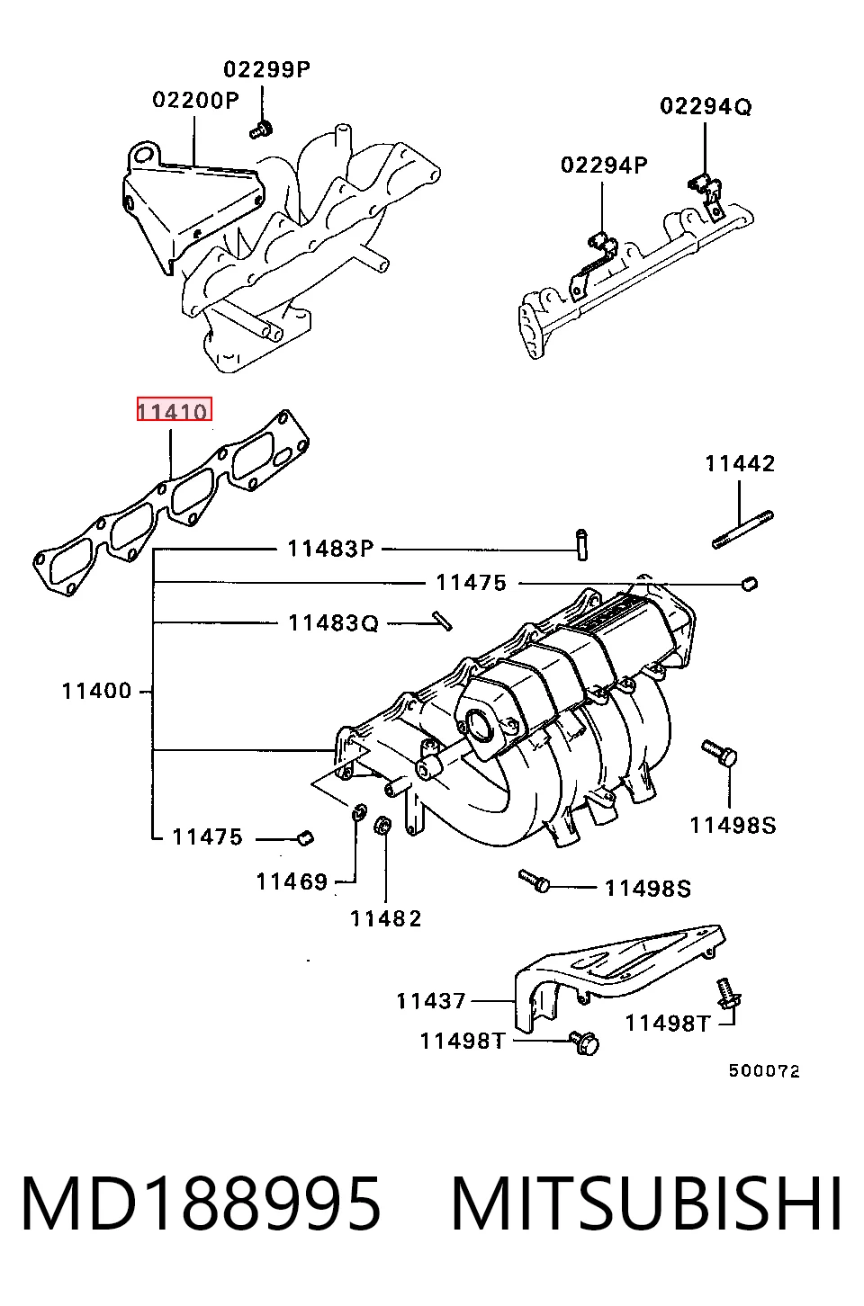 Junta del colector de admisión MD188995 MITSUBISHI