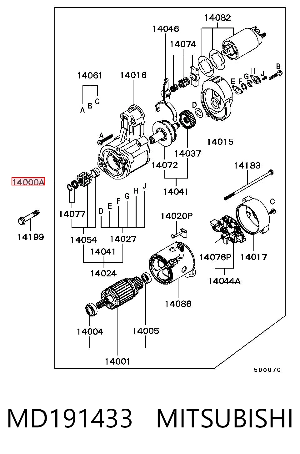 MD191433 Mitsubishi Arranque motores
