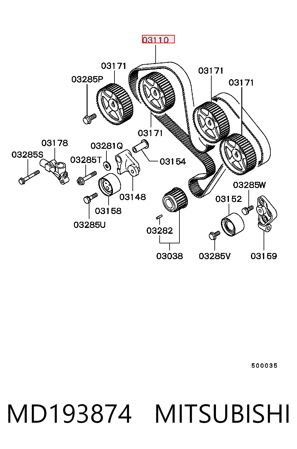 Correa distribución H809YU32MM SUN