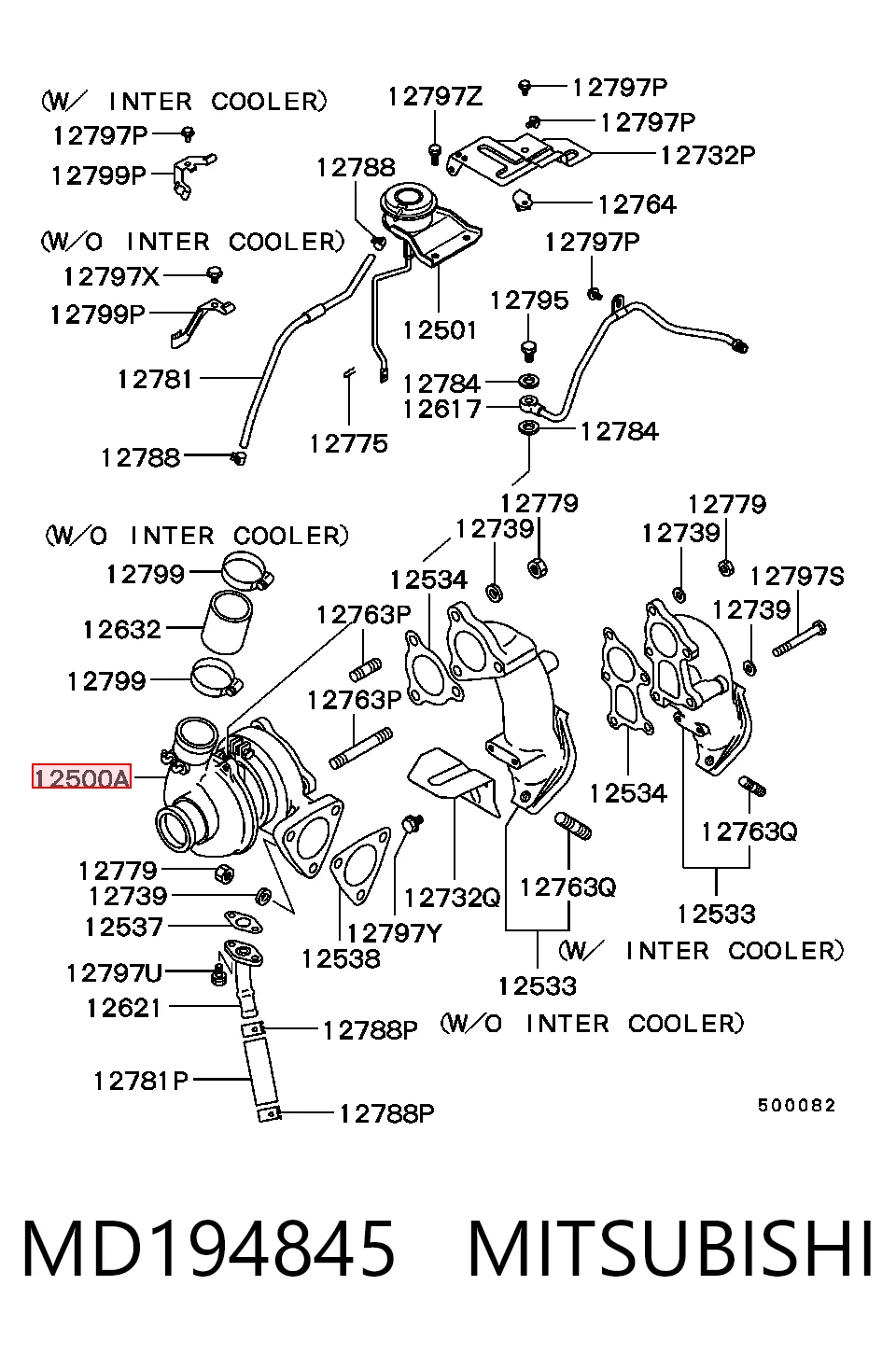 MD194845 Mitsubishi Turbo para motor