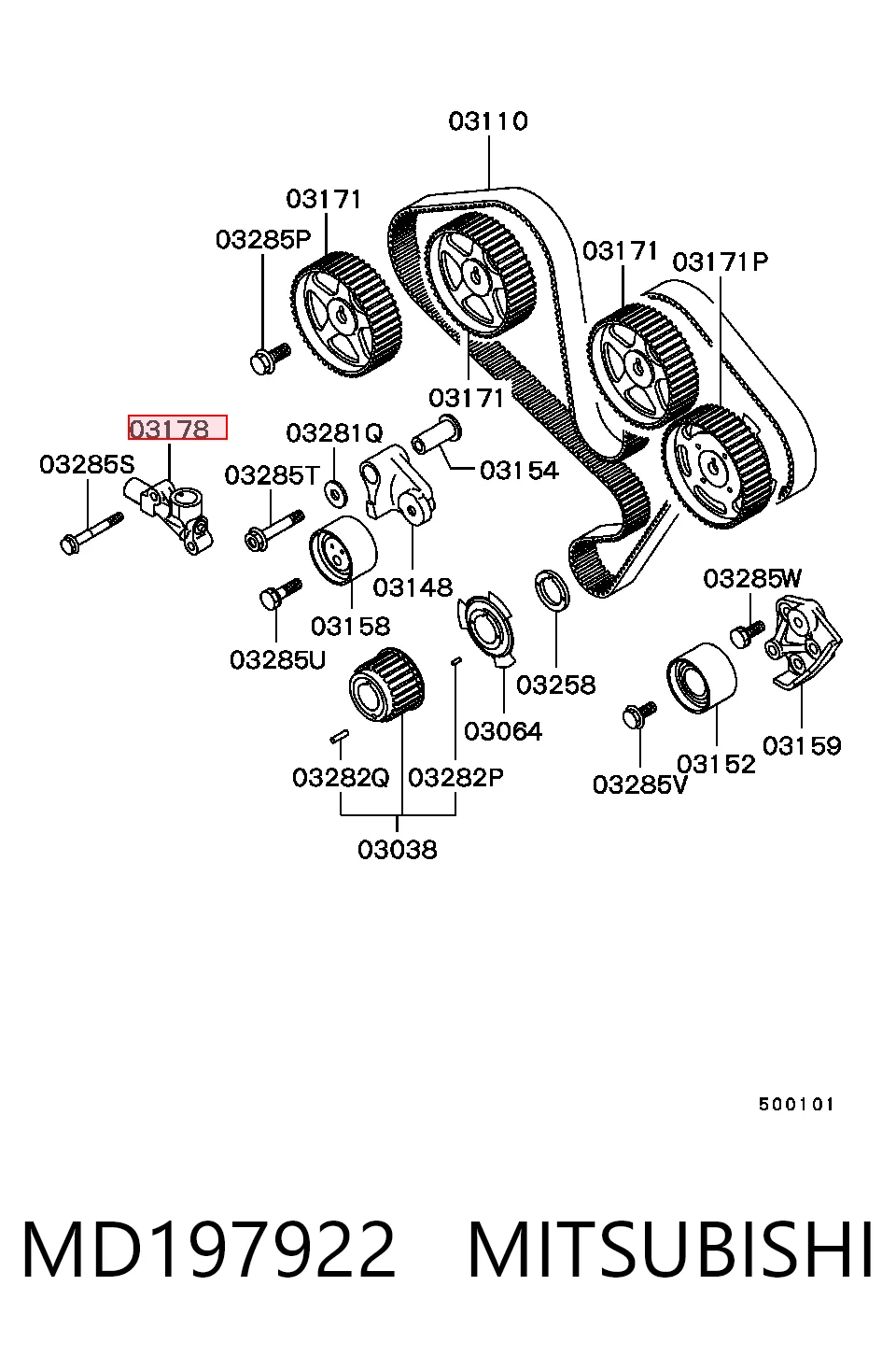Tensor, correa de distribucion MD319040 Chrysler