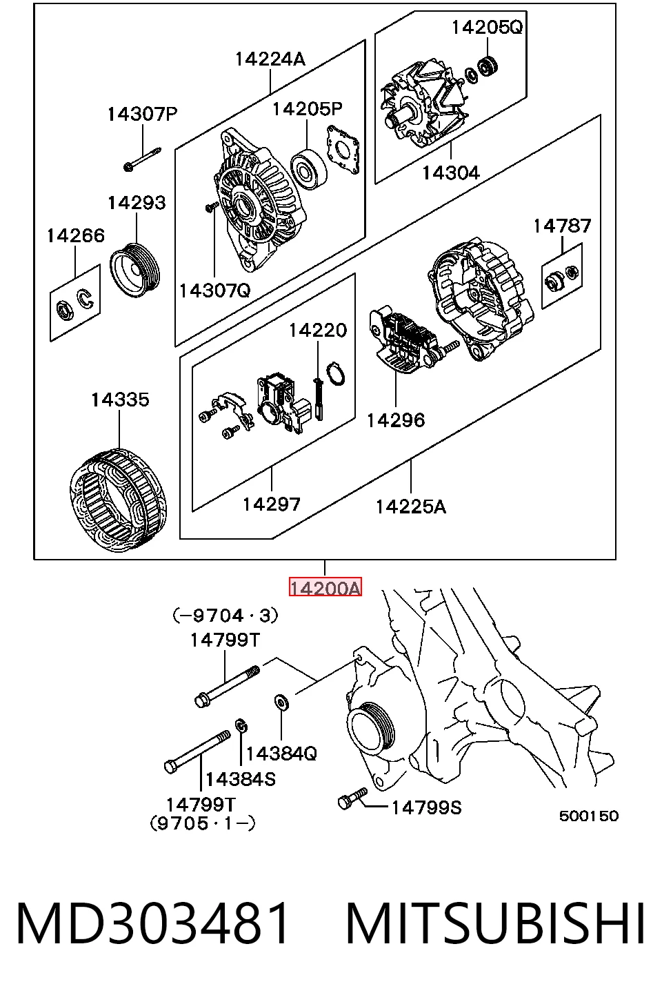 MD303481 Mitsubishi Alternador de coche