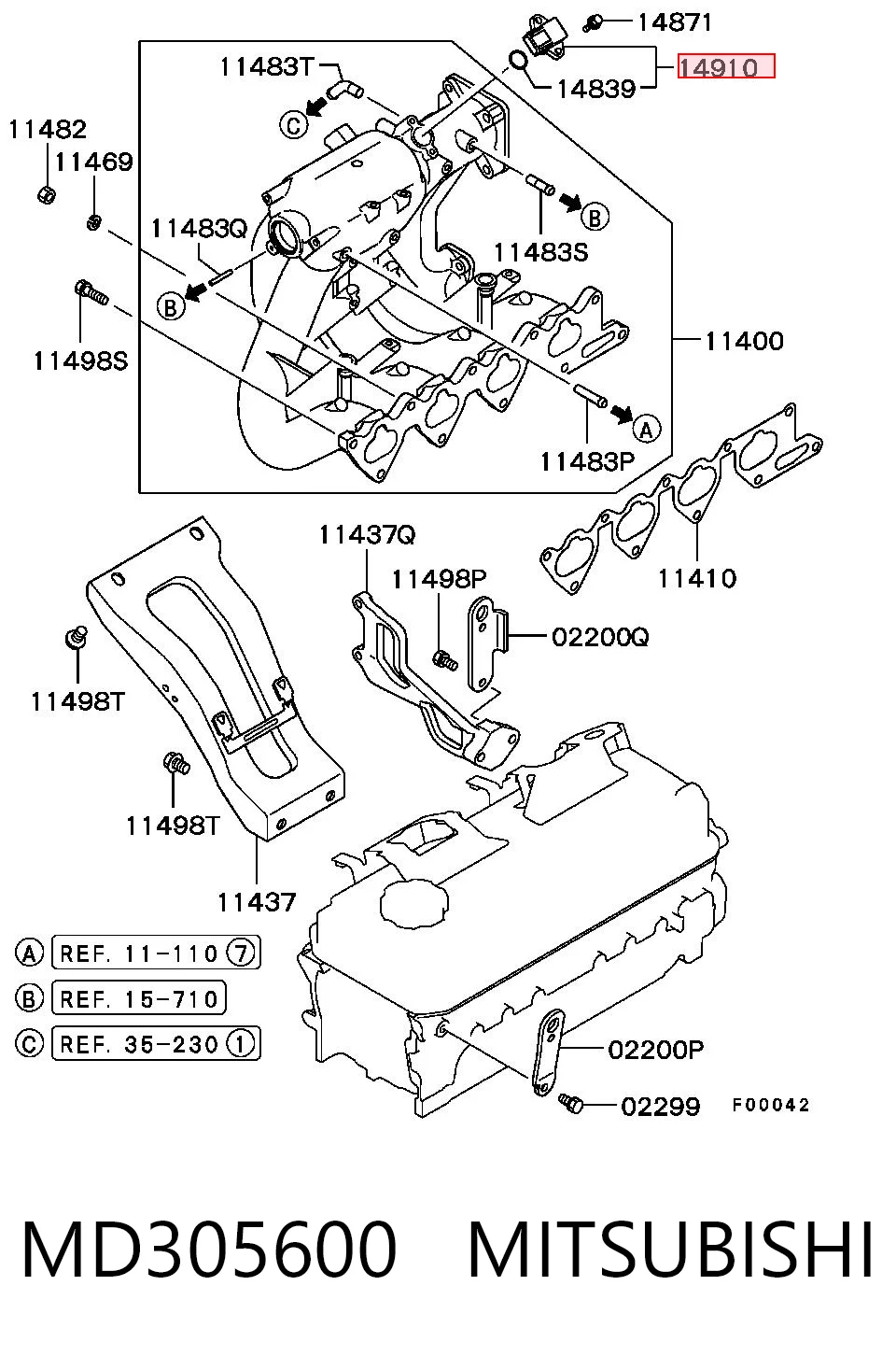 MD305600 Mitsubishi Sensor De Presion Del Colector De Admision
