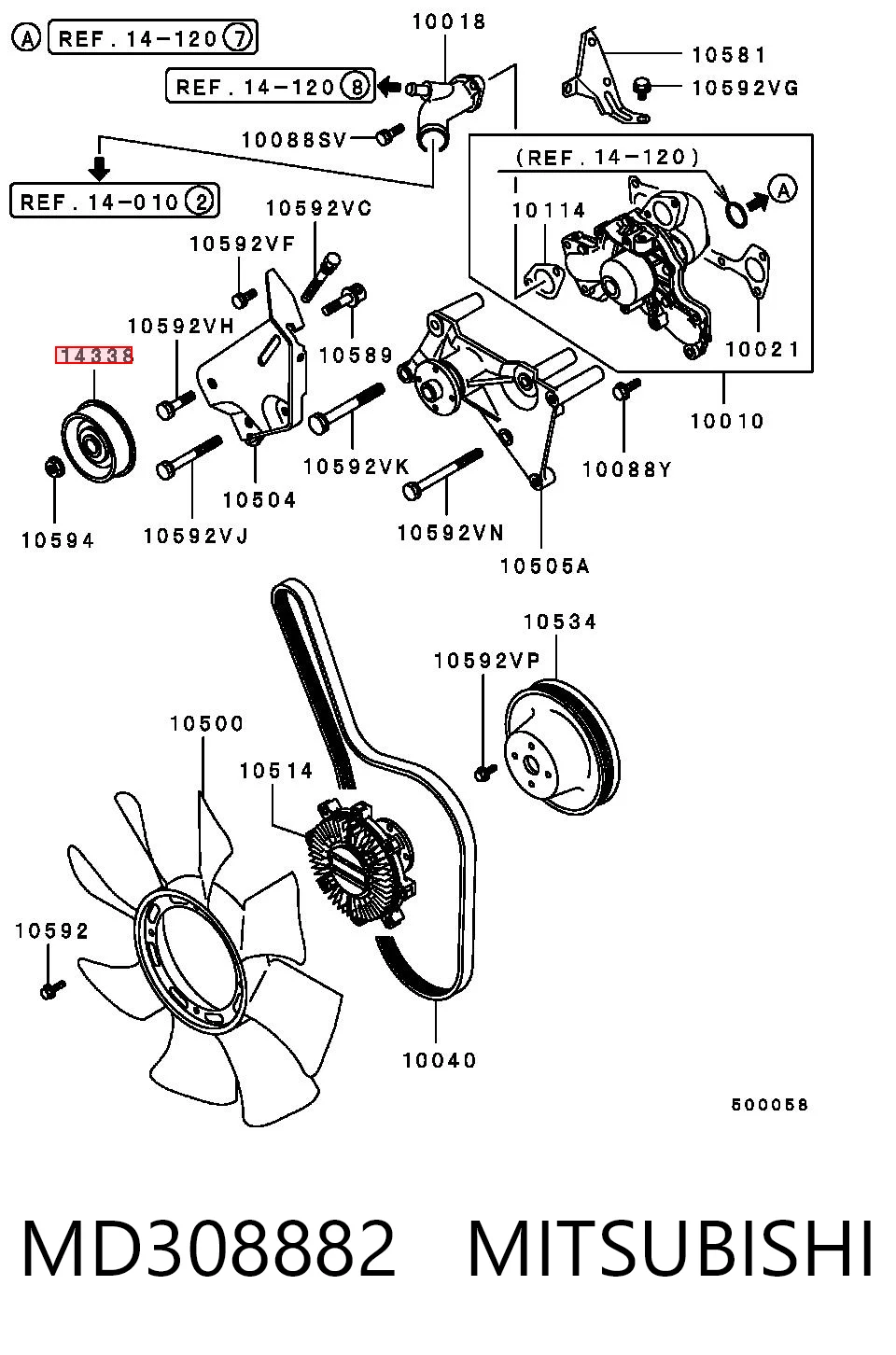 MD308882 Mitsubishi Polea tensora