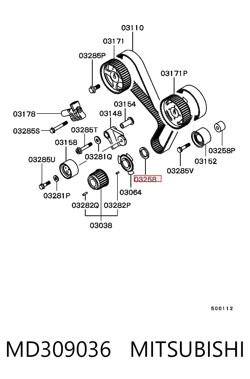 MD309036 Mitsubishi Arandela de cigüeñal