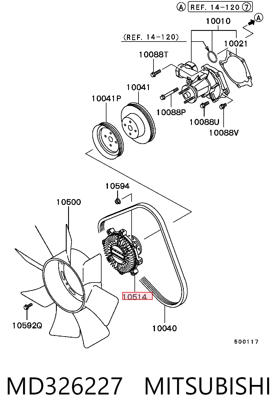 Embrague viscoso del ventilador MD317679 HYUNDAI