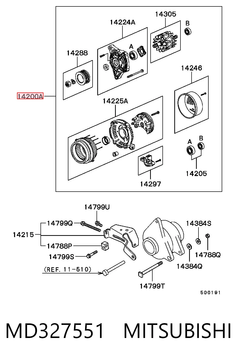 MD327551 Mitsubishi Alternador de coche