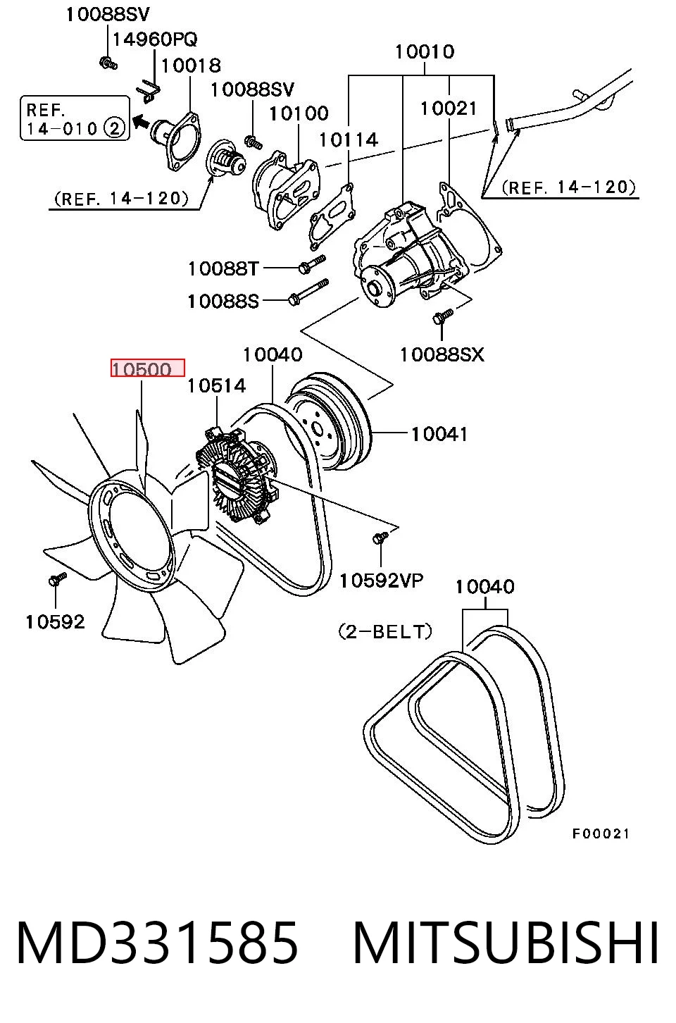 MD331585 Mitsubishi Ventilador del radiador